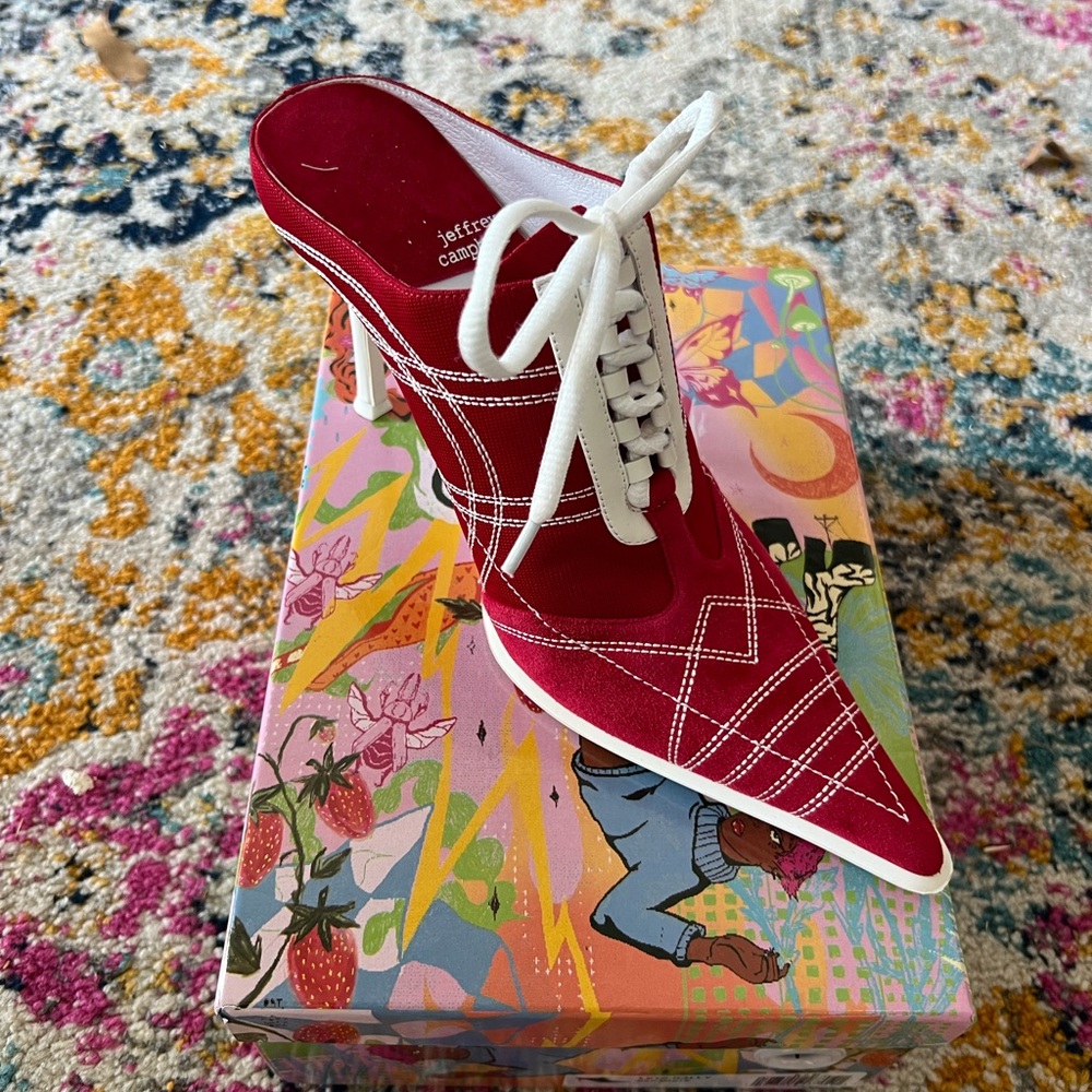 Jeffrey Campbell Red and White Heels Sleek Design